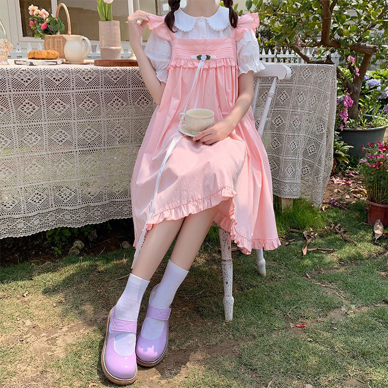 Little Flying Sleeve Sleeveless Suspender Dress