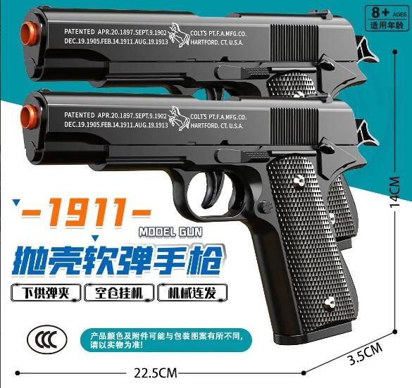 New 1911 Semi-Automatic Soft-Dart Toy Gun  Realistic Shell Ejection & Authentic Appearance Toy For Parent-Child Battles — foto 10