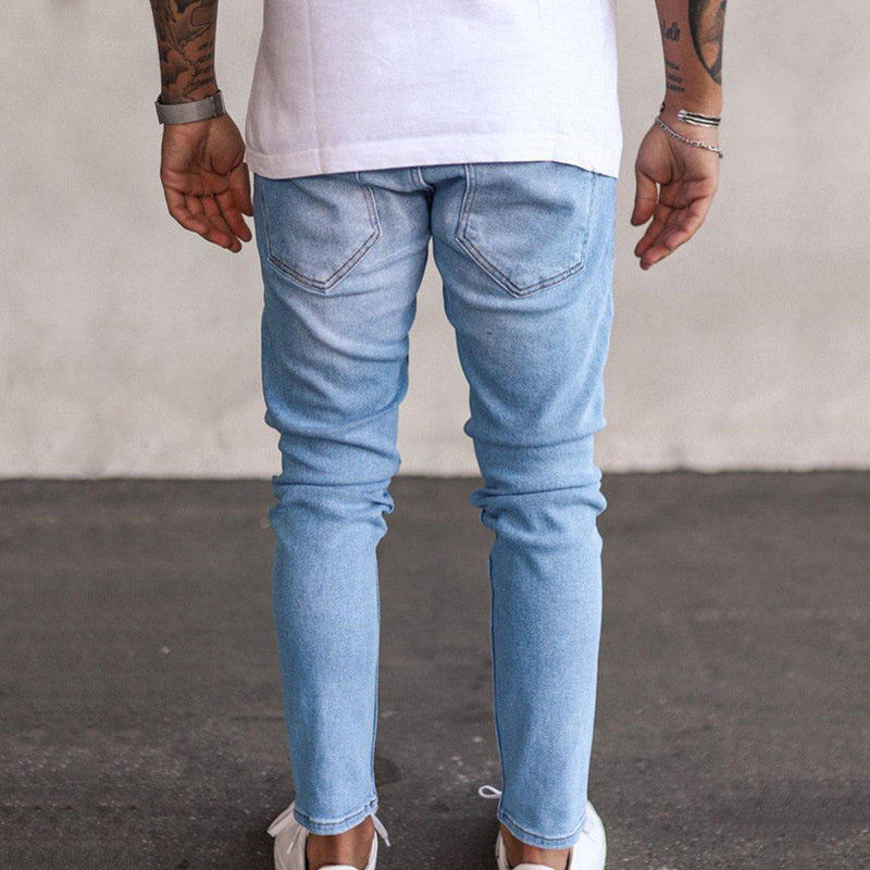 Men's Fashion Holes Do Old Straight Slim Jeans