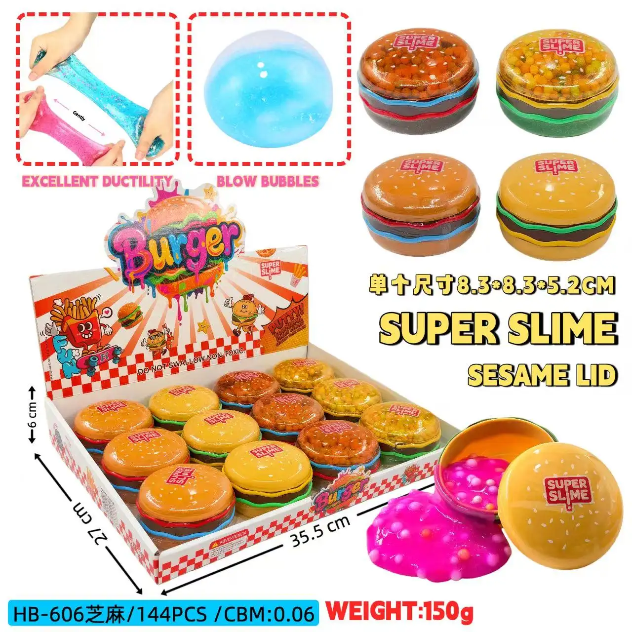 Simulation Burger Shaped Slime Toy
