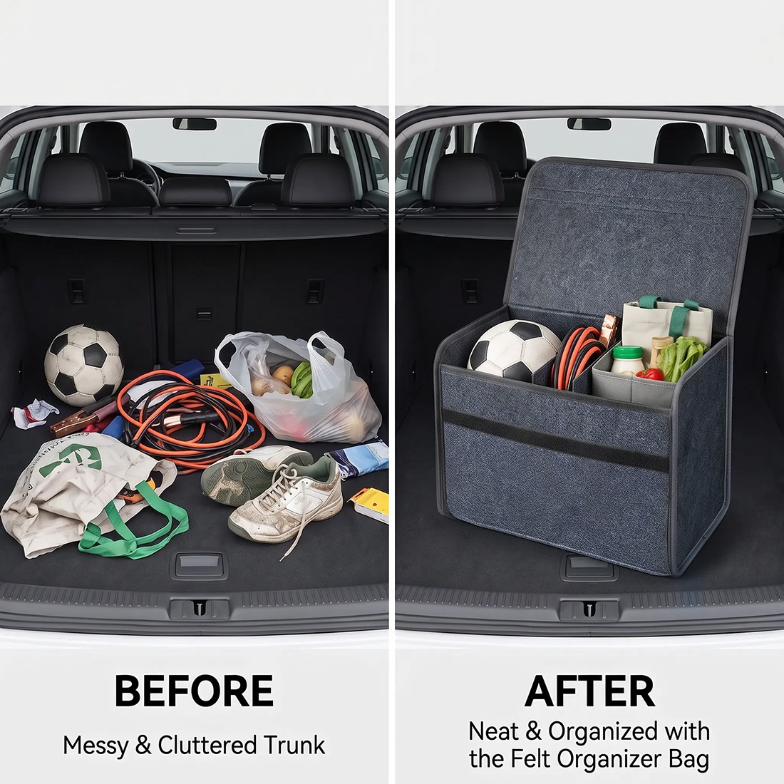 4PCS Car Boot Organiser Felt Storage Box Non-Slip Foldable