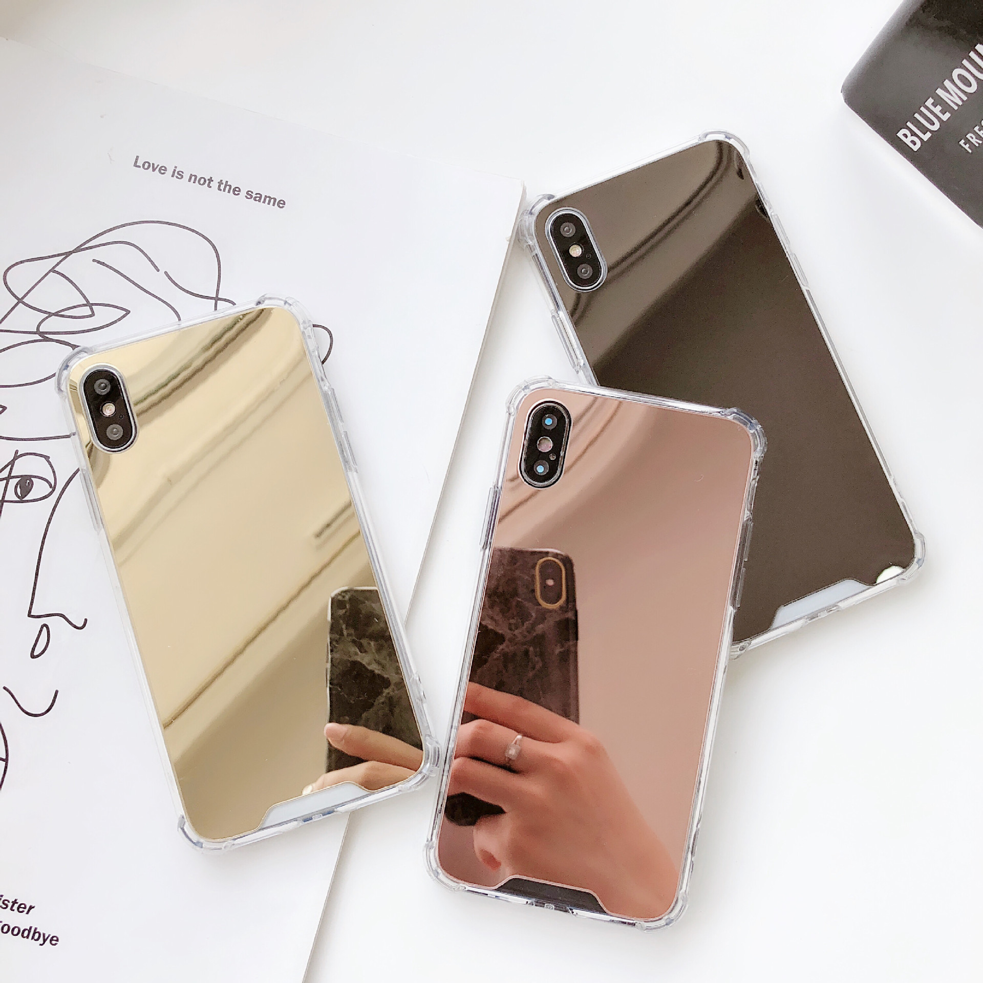 Funda de teléfono con espejo antichoque de carcasa suave