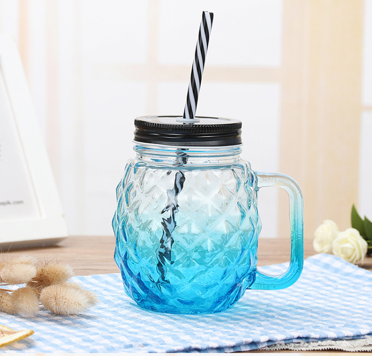 Title 8, Water cup pineapple cup glass mason jar glass b...