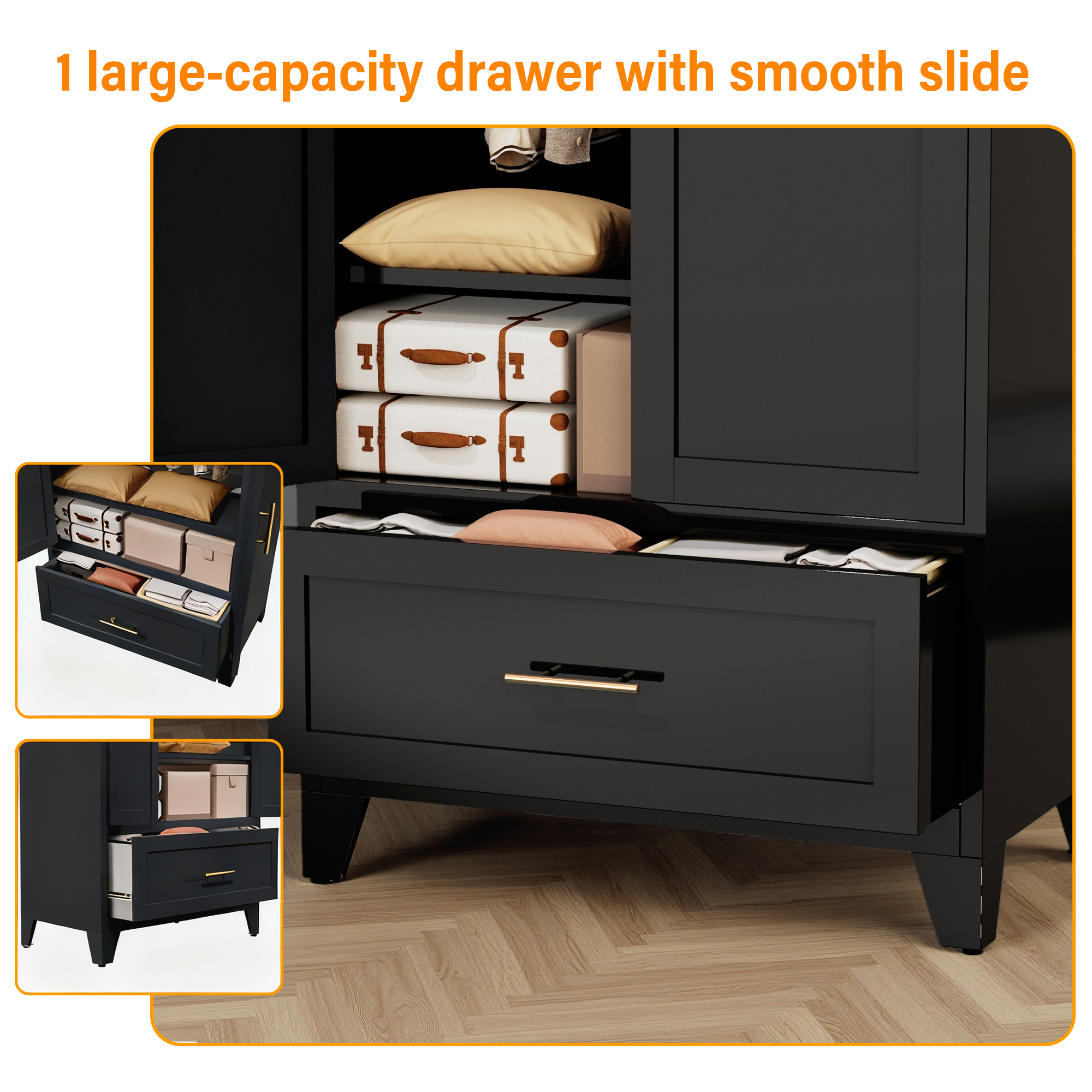 Steel Wardrobe Cabinet with Drawer, picture 4 of 5