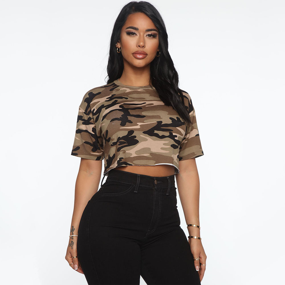 Title 2, Sports Casual T-Shirt Short Camouflage Top