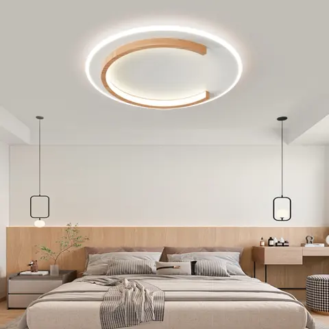 Log Ceiling Led Light Round Bedroom