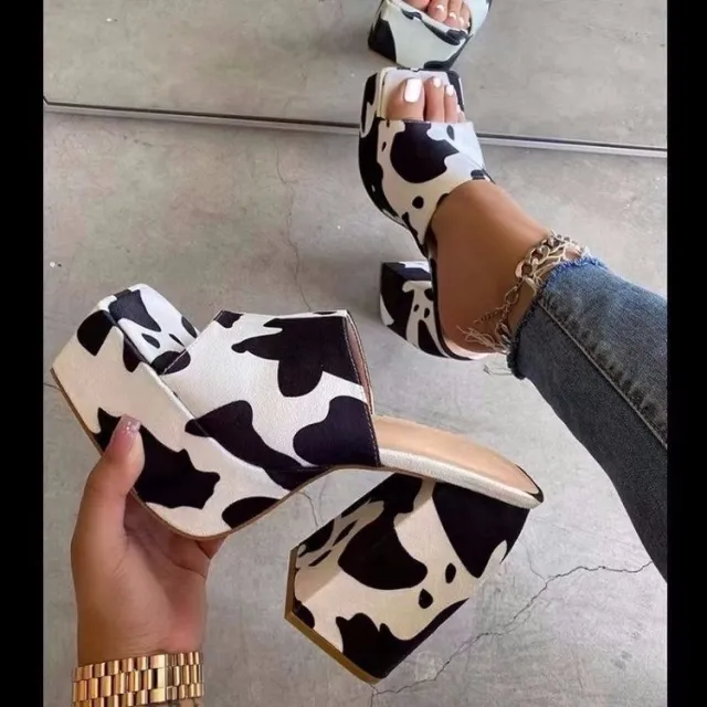 Fish Mouth Slippers Women's Heel Thick Sole Large Square Milk 36 - Shop at LoveMi