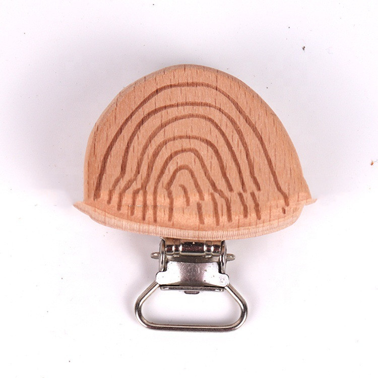 DIY Log Color Beech Wood Laser Carving Anti Drop Pacifier Clip
