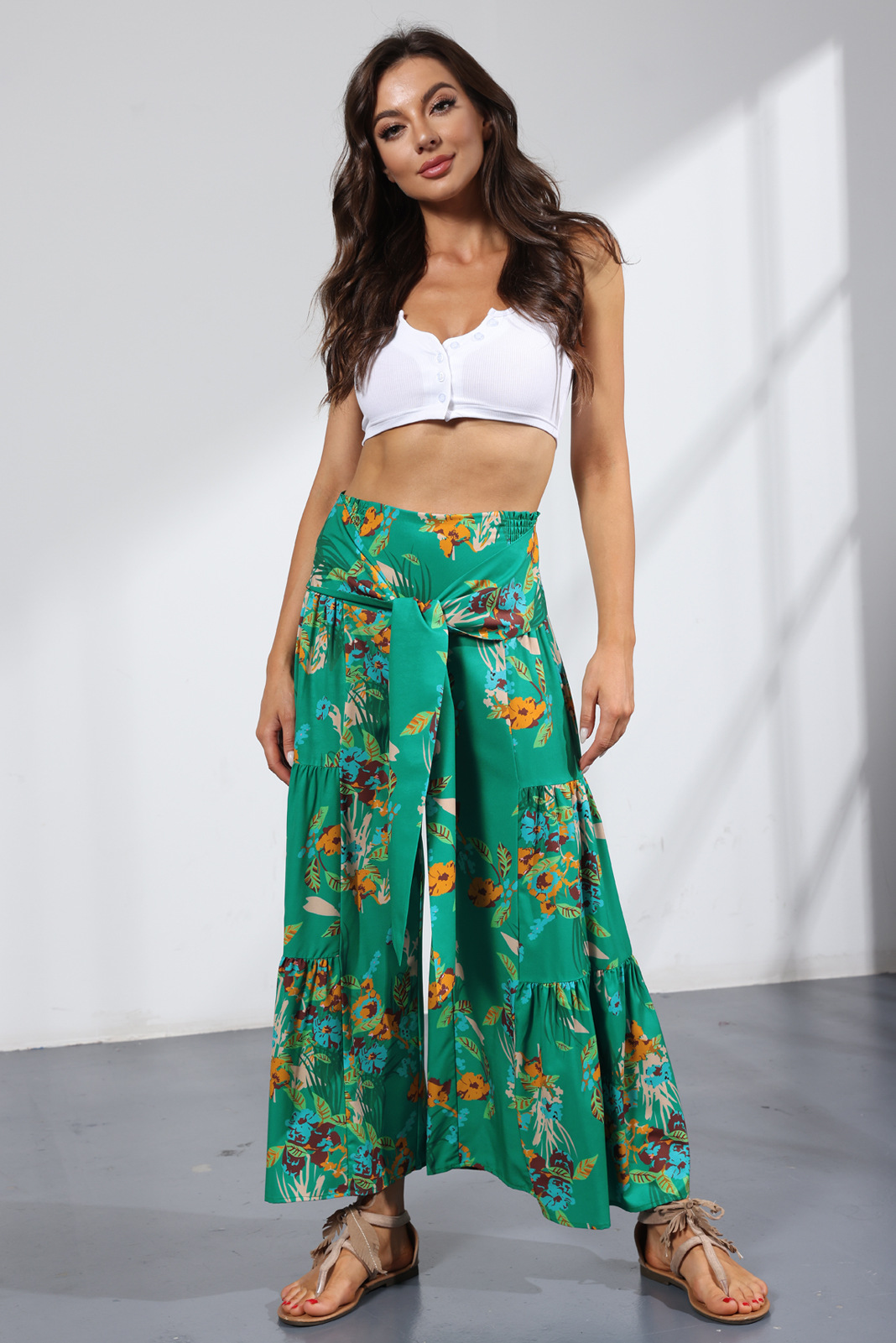 Title 18, Pantalon large de plage ample pour femme imprim...