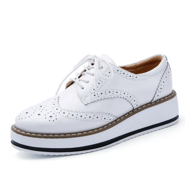 Lace up Flats Shoes Sports British Style White - Shop at LoveMi