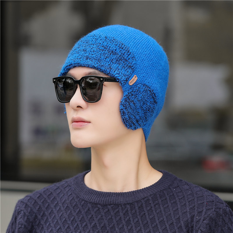 Plush Wool Two-color Ear Protection Thick Knitted Hat