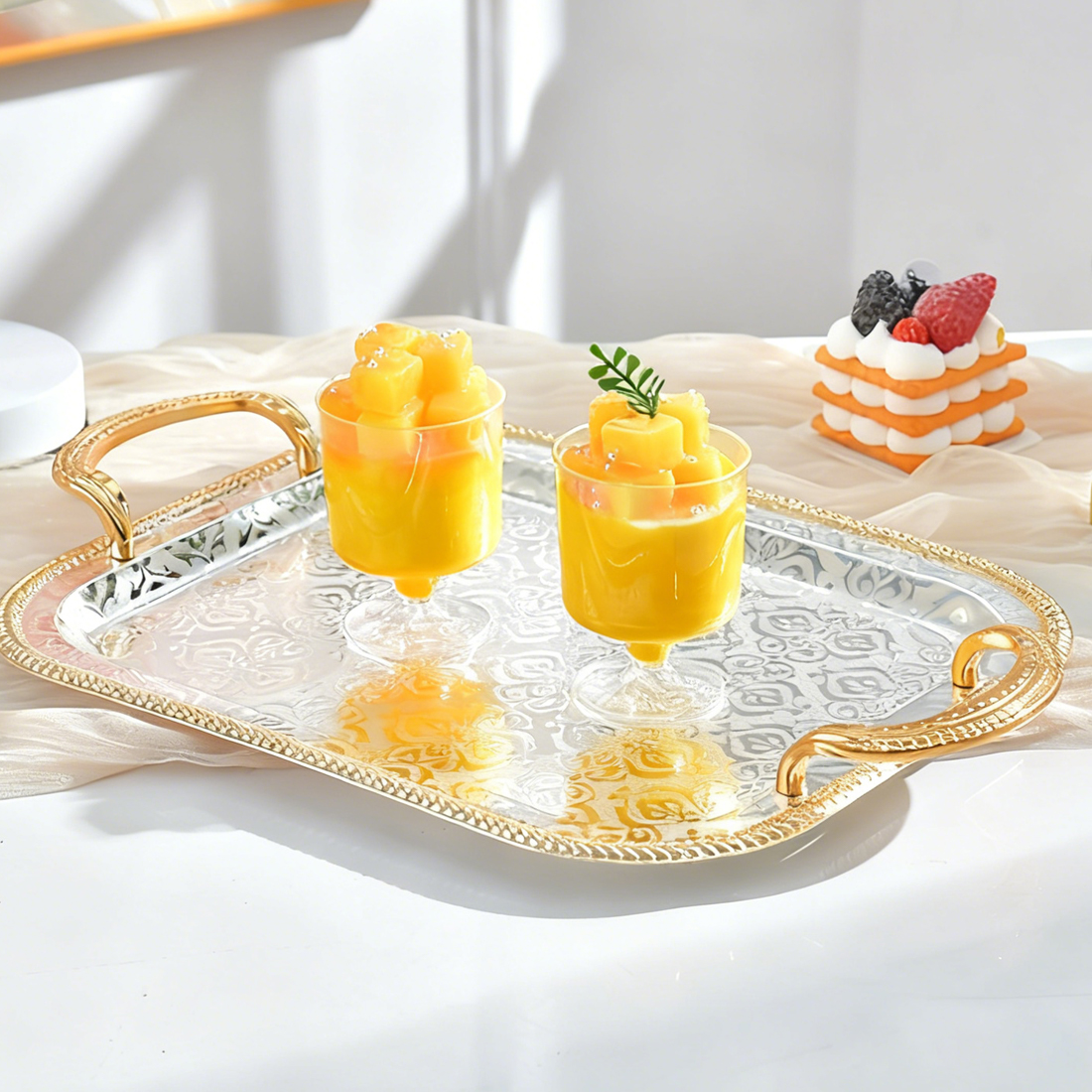 Rectangle Serving Tray With Handles For Gift Serving Tray