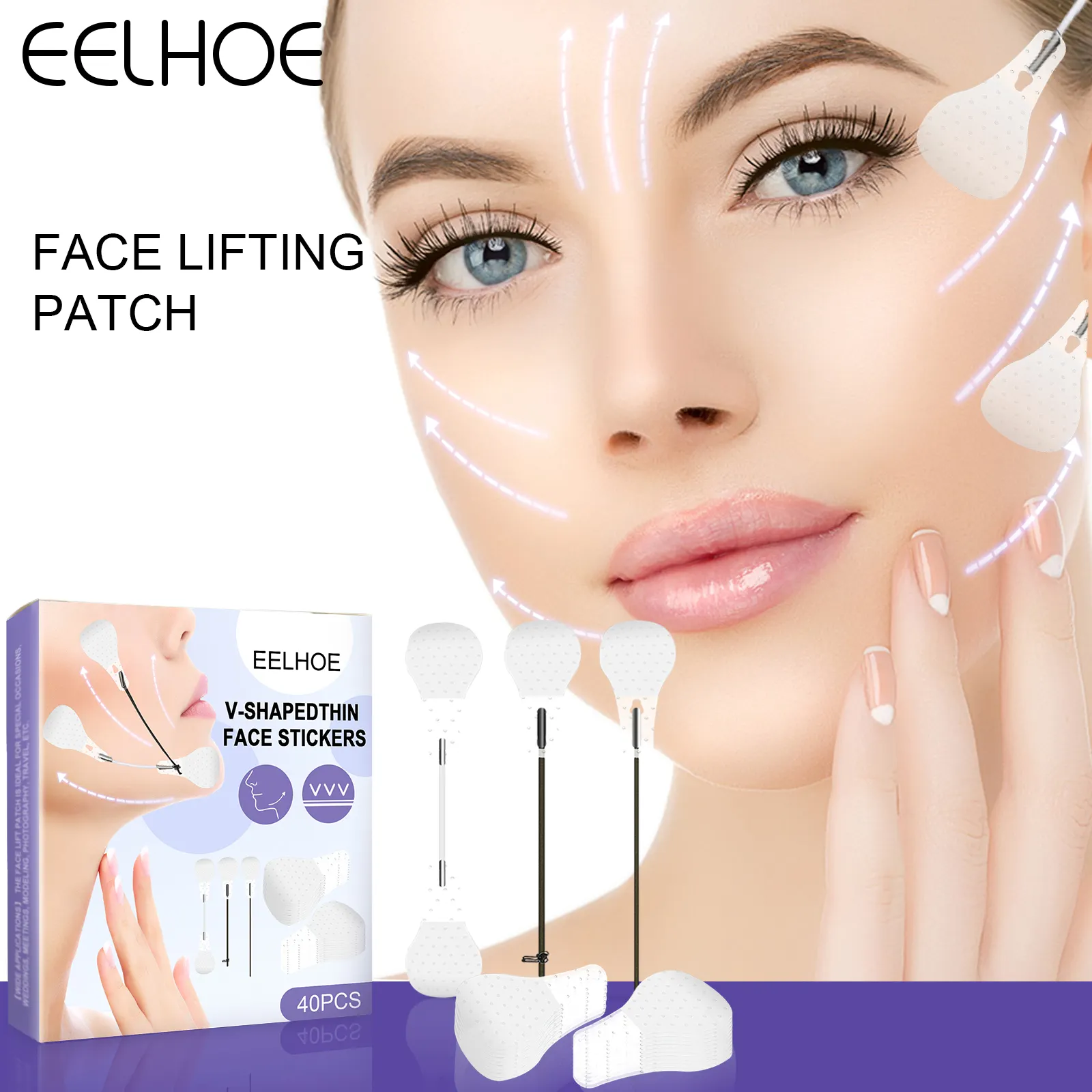V-shaped Facial Lifting Stickers 40pcs Stickers--3 Ropes--1