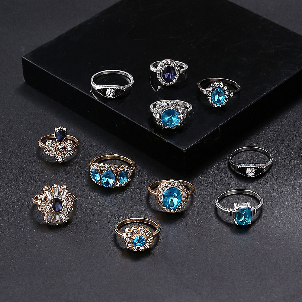 Fashion Temperament Gem Ring Gold And Silver Two-tone Ring Women