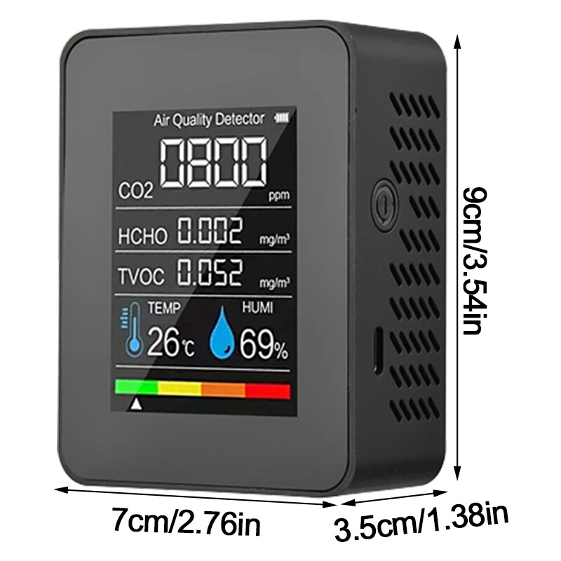 5 In1 Portable CO2 Meter Air Monitor Tvoc Hcho Carbon Dioxide Detector — image 8