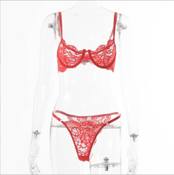 Ladies Underwire Lace Lingerie Suit Fashion Red - Shop at LoveMi