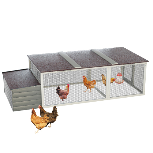 20.93ft Large Wooden Chicken Coop Outdoor Hen House With Nesting Box Weatherproof Asphalt Roof Walk In Poultry Cage With Secure Locks Metal Mesh Ru... Gray - Shop at LoveMi