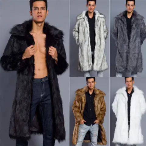 Men's Overcoat Faux Fur Coat Long Trench