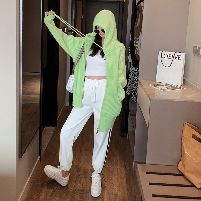 Hooded Purple Knitted Cardigan