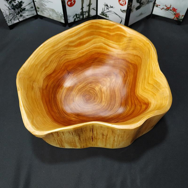 Title 3, Solid Wood Fruit Plate Salad Wooden Basin Creat...