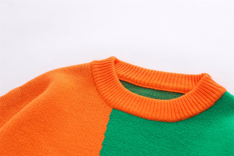 Men's And Women's Retro Colorblock Crew Neck Sweater