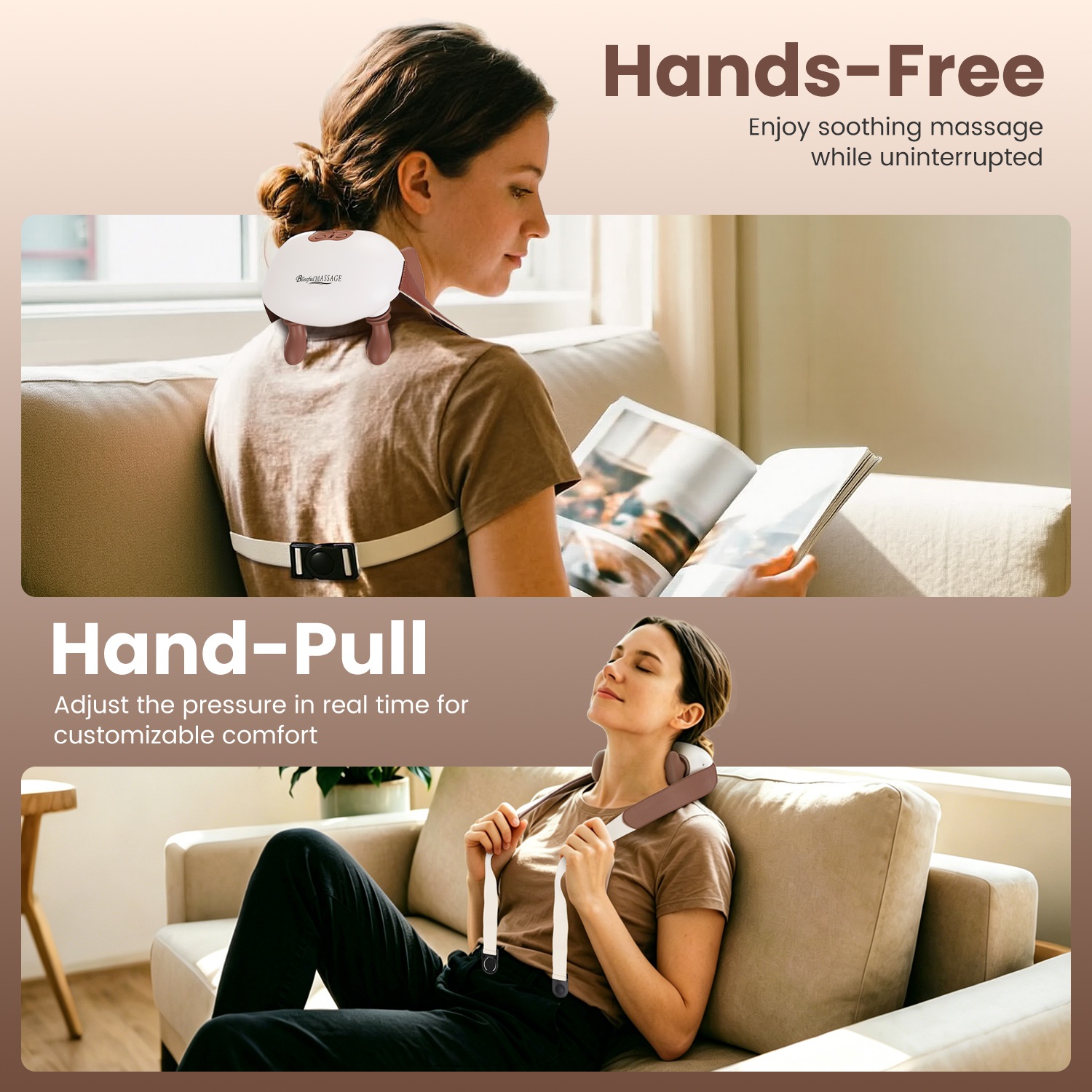 1Pc Human Like Neck Massager With Heat Cordless Neck Massager For Pain Relief Deep Tissue Shiatsu Massager For For Neck Shoulders Back Legs