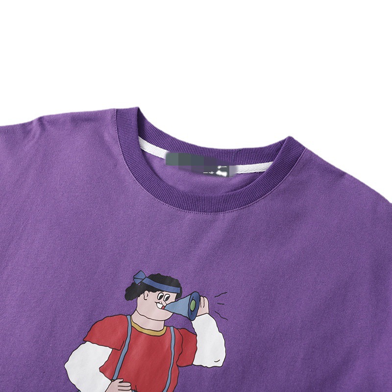 Childlike Football Boy Print Loose Short Sleeves