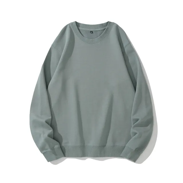 Heavyweight Round Neck Sweater Thickened Terry Solid Color Couple Green - Shop at LoveMi