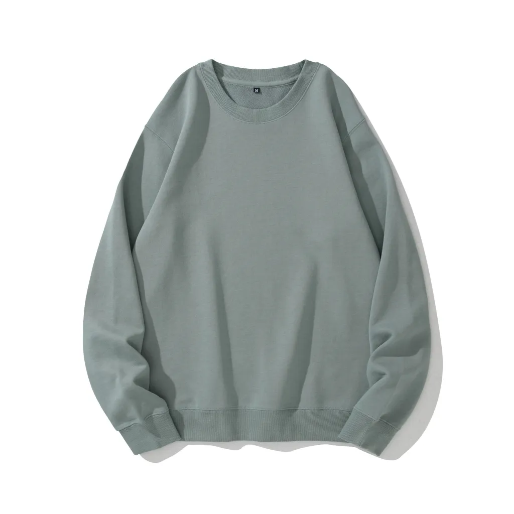Heavyweight Round Neck Sweater Thickened Terry Solid Color Couple - Green