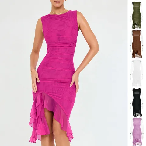 Summer Slim Skinny Sleeveless Dress for Women Fashion Party