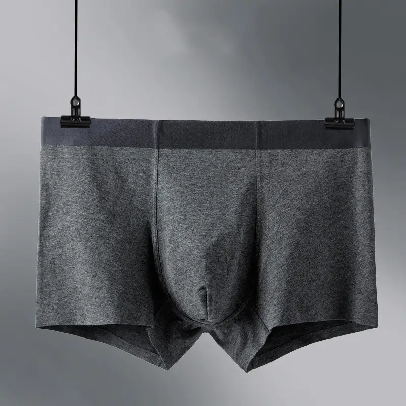 Youth Solid Color Big Silver Edge Ice Silk Seamless Boxer Trousers