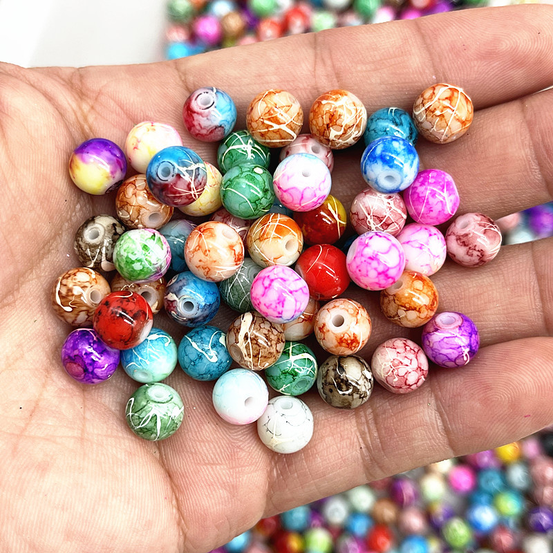 Title 2, Double Color Brushed Glass Beads Scattered Hand...