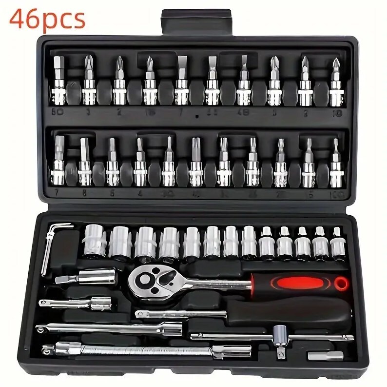 46Pcs Metric Socket 1 4  HSS Drive Ratchet Bit Set Wrench Torx Hex Tool Kit Case — foto 17