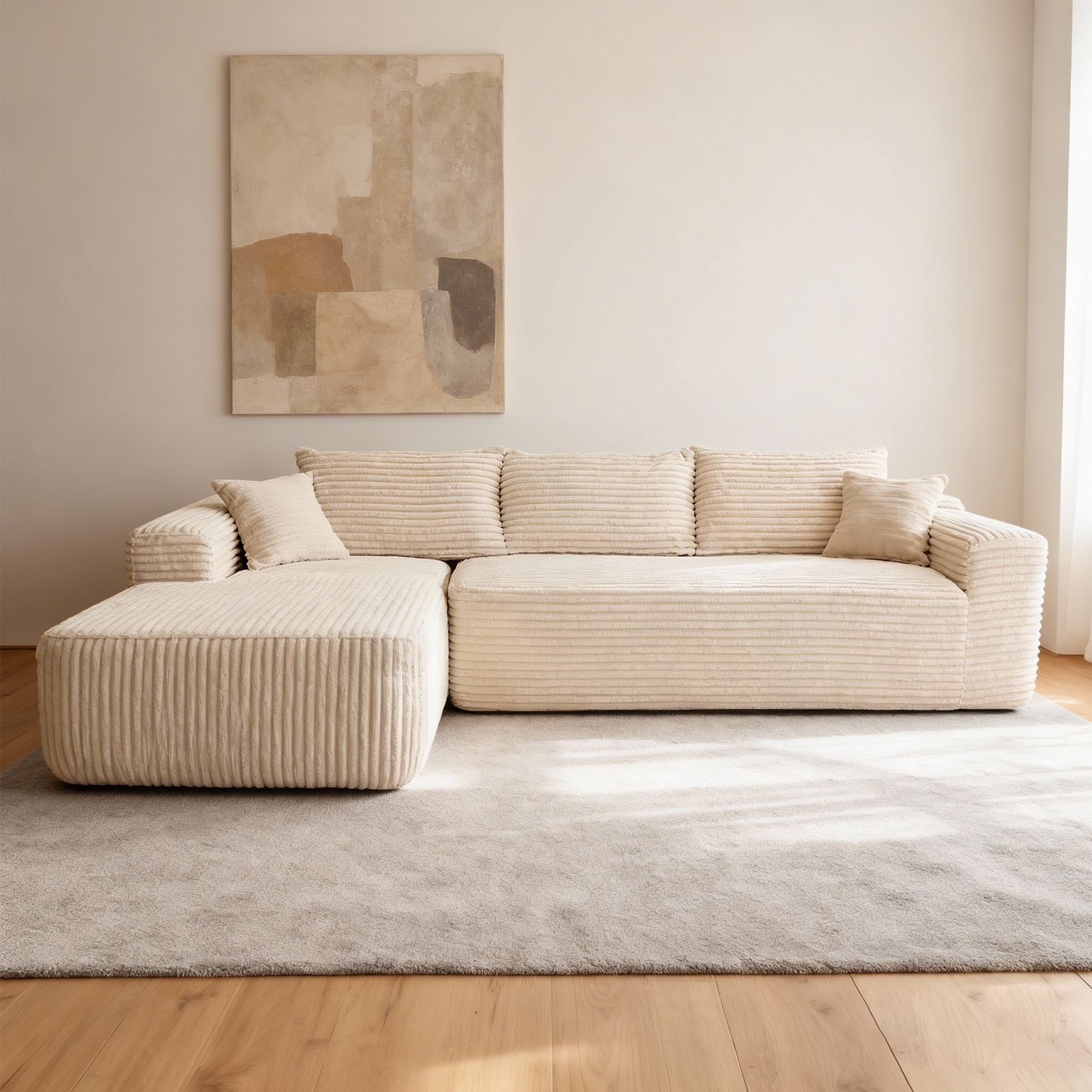 YM3116250005811& YM3116250006111 Combination Products Are Not Sold Sep-L Shape Modular Sectional Couch Spacious Comfortable 2 Seater Sofa With Pillows For Living Room Office No Assembly Required Beig