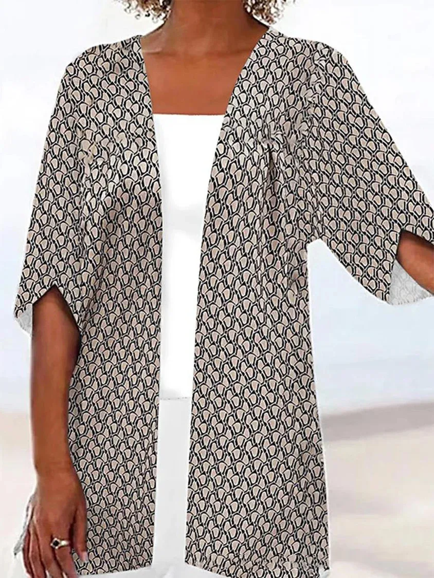 Printed Loose Top Fashion Coat - Color5