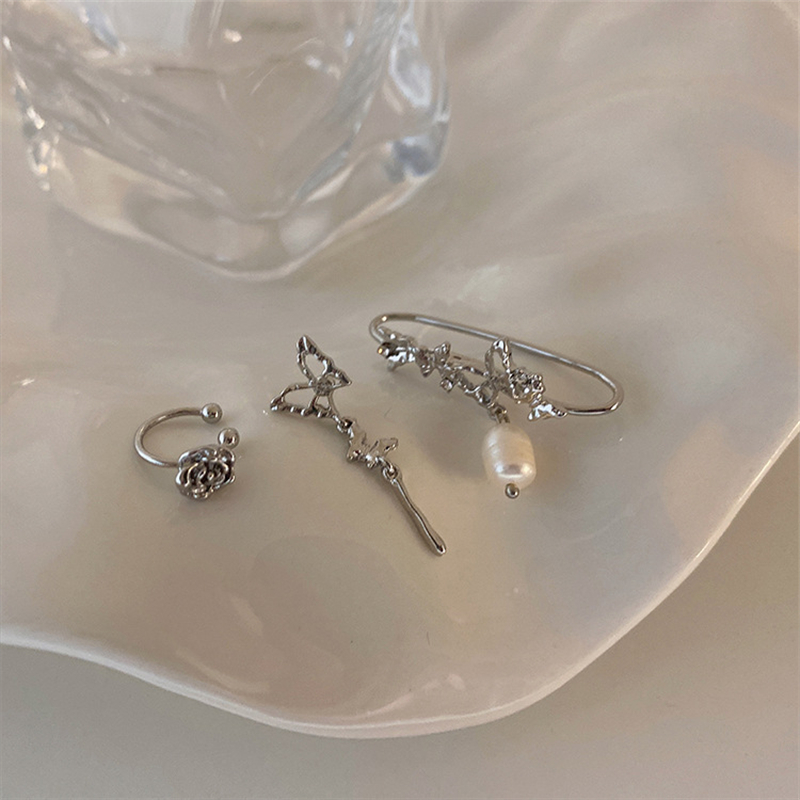 Frigid Wind Butterfly Earrings Women's Niche Simple 3Piece Set