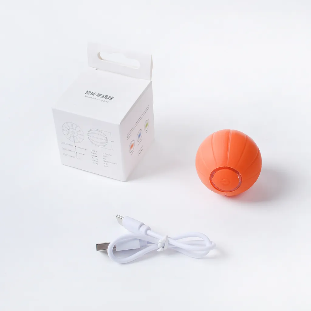 Smart Bouncing Rolling Silicone Ball Toy Funny Cat Bite - Orange