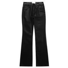 Vintage Coated Wax Straight Loose Black Jeans - Black - View 1