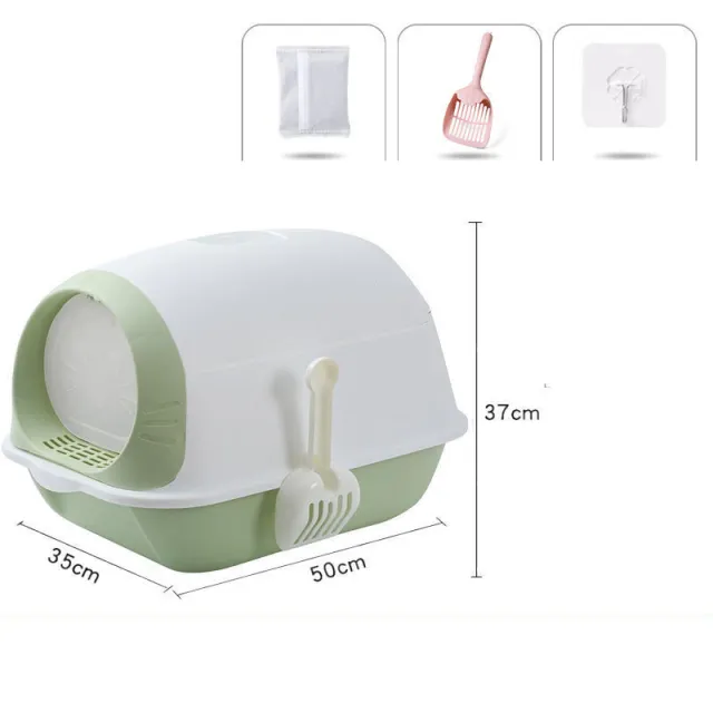 Elevated Semi closed Litter Suction Deodorant Cat Toilet With Flip Cover Green - Shop at LoveMi