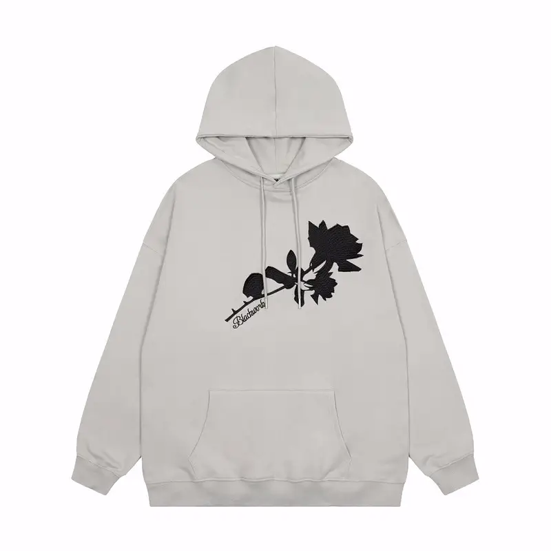 New American Street Vintage Floral Embroidered Loose Hoodie