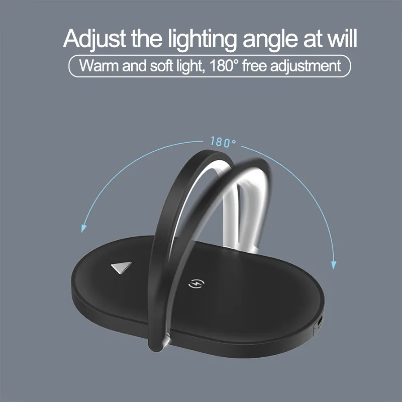 3 In 1 Foldable Wireless Charger Night Light Wireless Charging Station Stonego LED Reading Table Lamp 15W Fast Charging Light – image 5