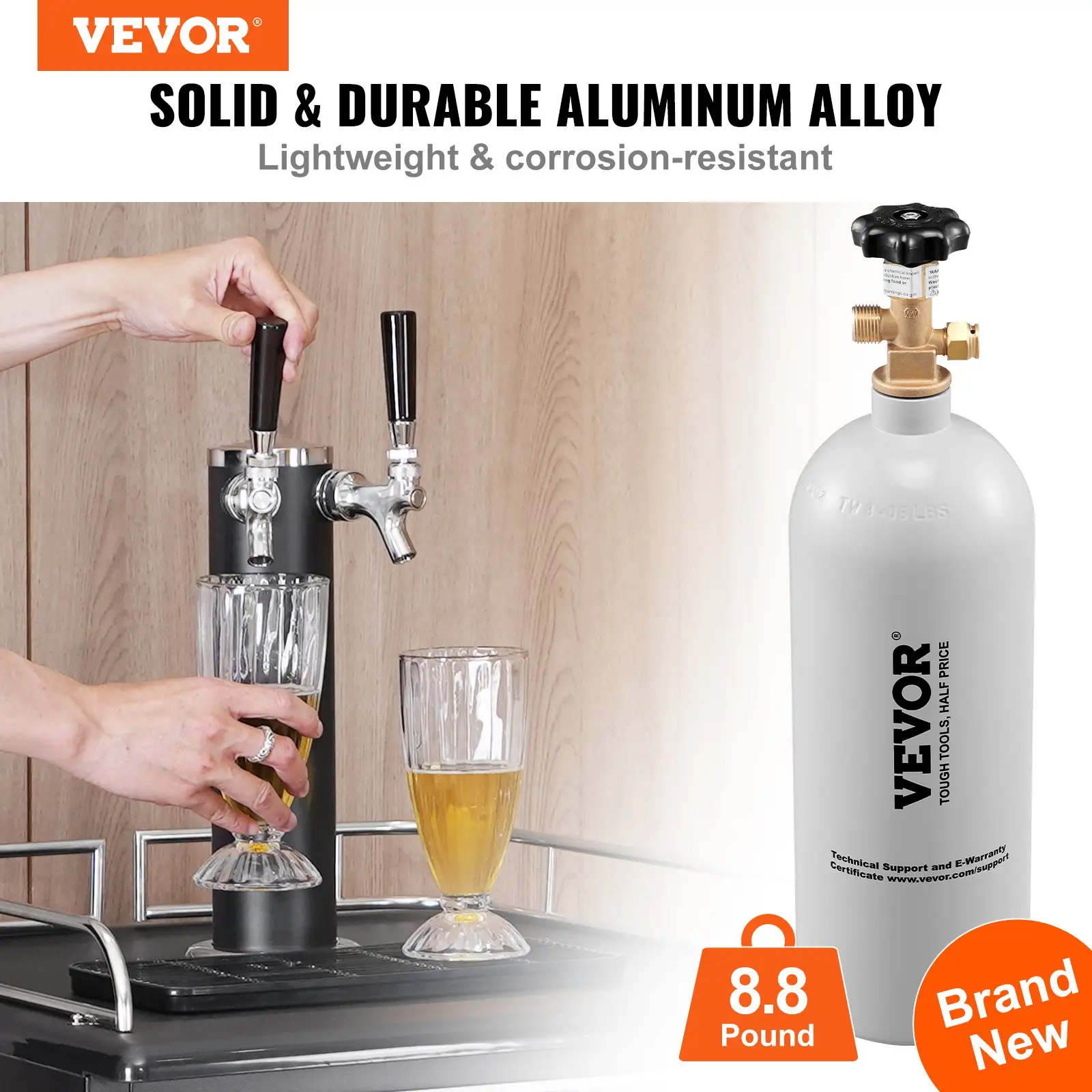 VEVOR 5 Lbs CO2 Tank Aluminum Gas Cylinder