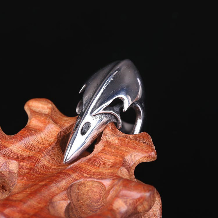 Title 2, Mens Titanium Steel Personality Crow Ring, a d...