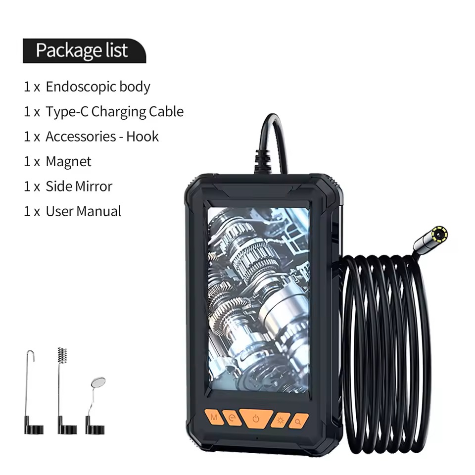 Handheld Industrial Endoscope Camera With 4.3 Inch IPS Screen IP67 HD Inspection Borescope 8 Adjustble LED - 1080P HD Borescope, - Portable Inspection Camera With Semi-Rigid Cord & Probe For,