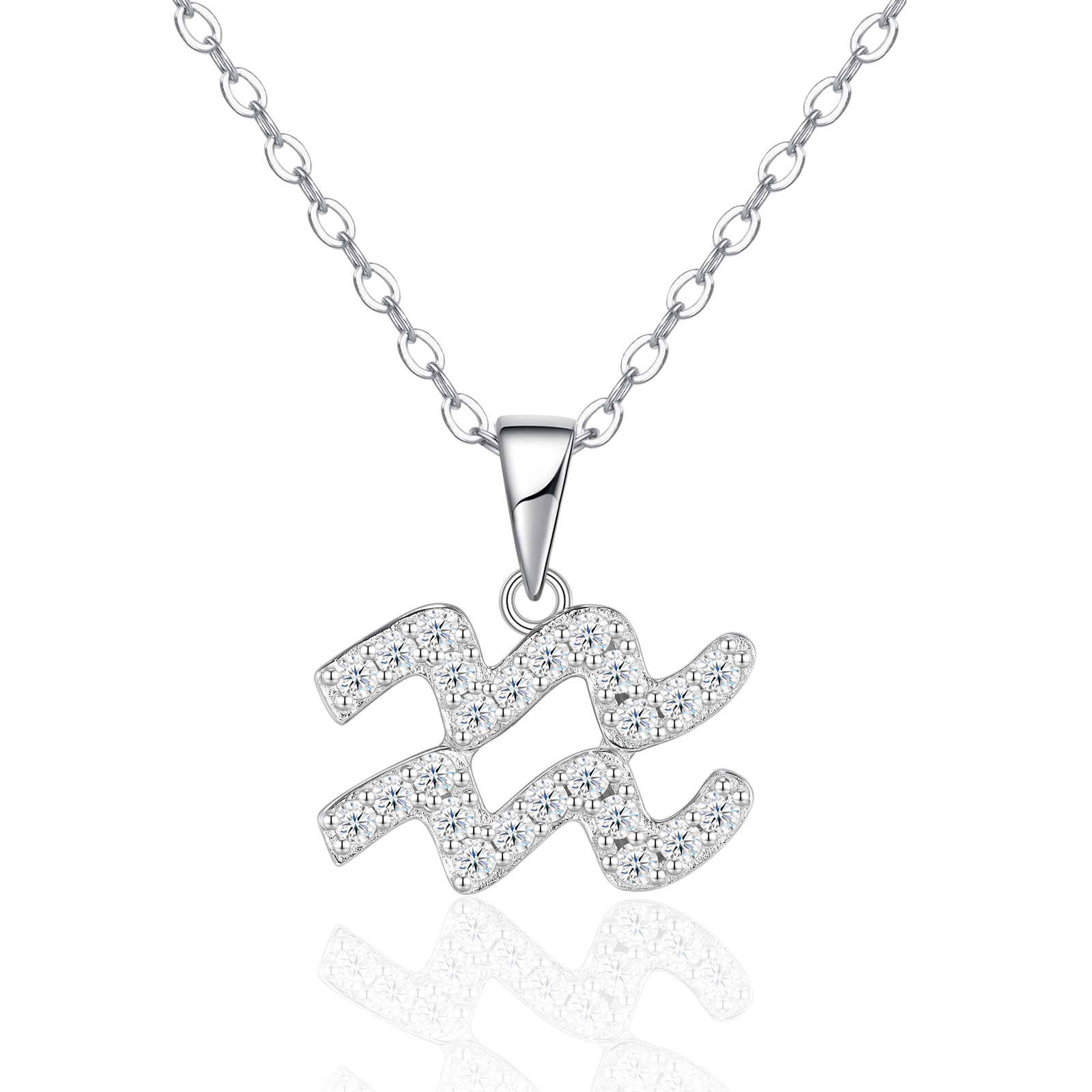 S925 Sterling Silver Aquarius Necklace For Women D Color VVS1 Moissanite Zodiac Pendant, 3.8g Platinum Plated Astrology Jewelry With GRA Certificate, Perfect Birthday & Anniversary Gift Box Set For