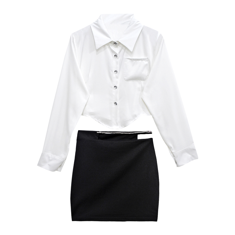 Design Sense Niche Short Irregular Long-sleeved Shirt Ladies