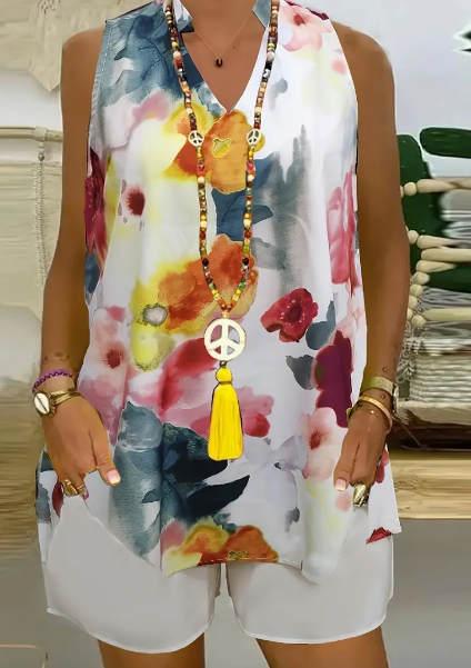 Women's Casual And Comfortable Sleeveless Two-piece Set