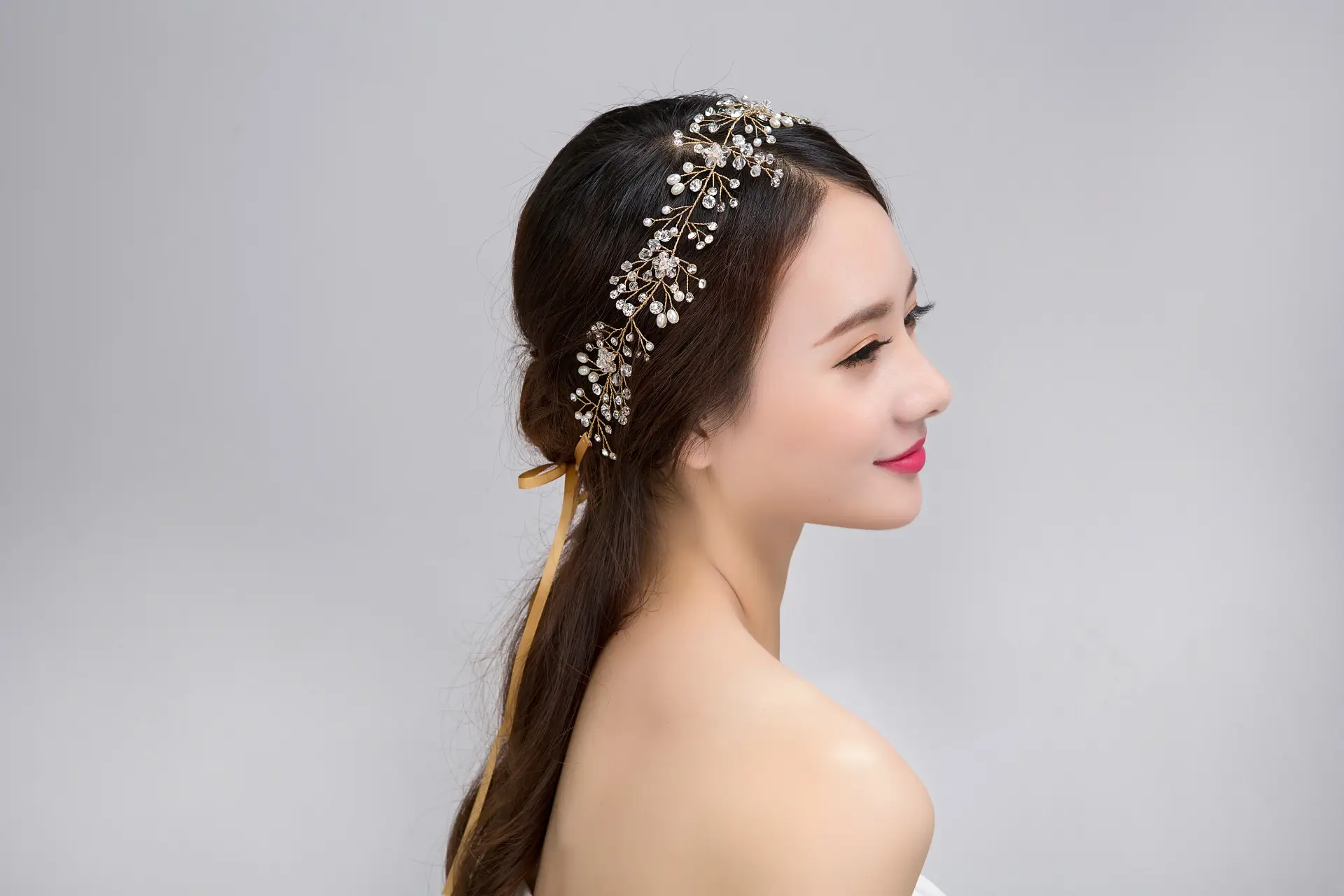 Pure Handmade Gold And Silver Crystal Bridal