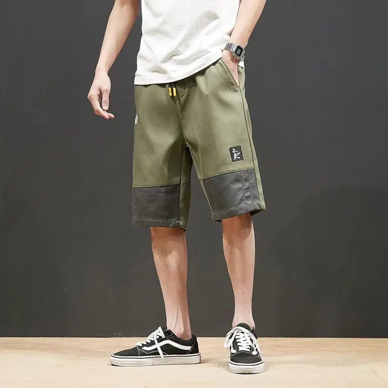 Casual Men's Casual Pants Solid Color Cotton Five-point Pants