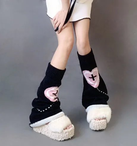 Jacquard Love Japanese Knitted Socks JK Black - Shop at LoveMi